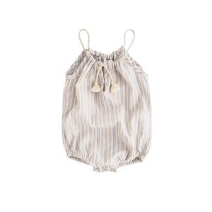 Tocoto vintage blue striped romper 6M New